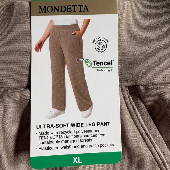 Mondetta Ladies' Wide Leg Pants, Pull-On, Tan XL NWT - Picture 3 of 14